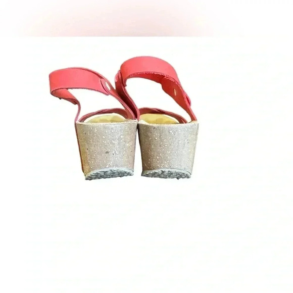 Bio nature Red Leather Platform Wedge Heels Size 41 - Picture 5 of 11